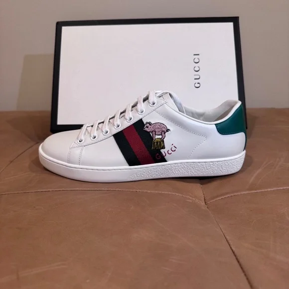 Gucci Ace Embroidered Sneakers - Cat & Piglet Edition - Size 37.5 - BRAND NEW - Picture 4 of 7
